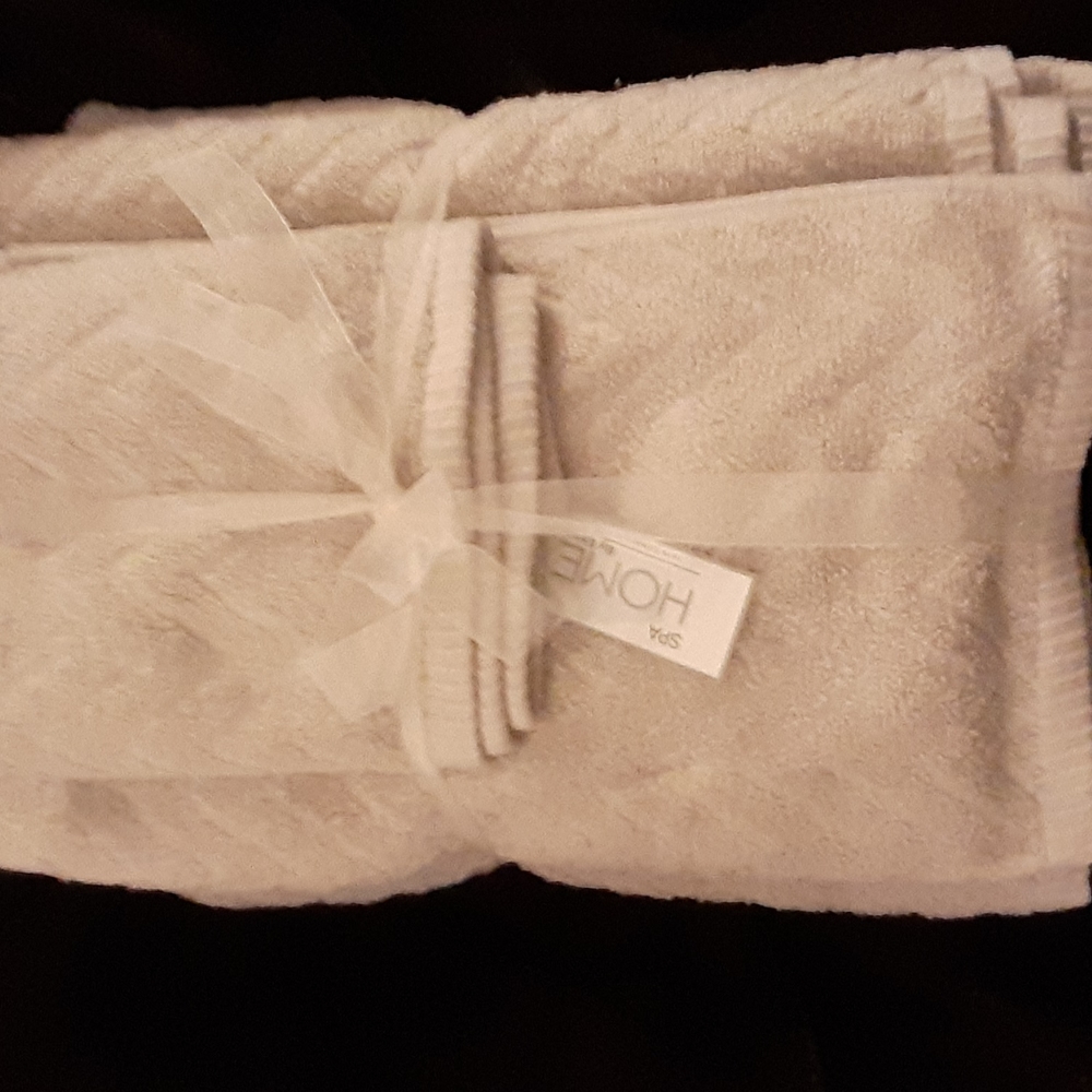 Spa Home Espalma Bloomingdale's 100% cotton 6 pc towel set Chevron taupe…New $40